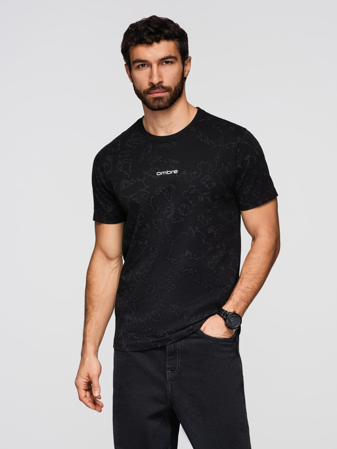 Men's cotton t-shirt with double printed logo - white V1 OM-TSPT-0211 