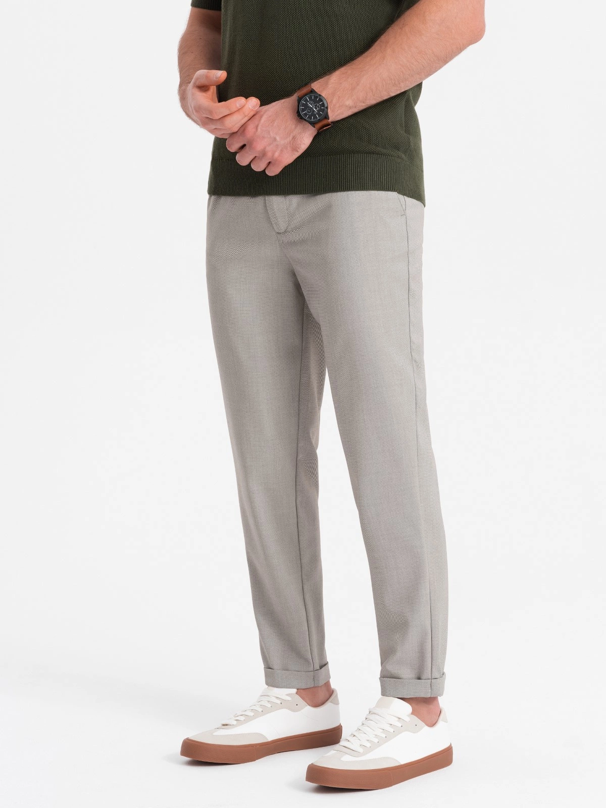 Men's REGULAR FIT chino pants with elastic waistband - gray