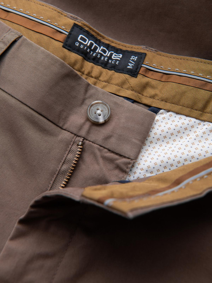 Pánské kalhoty chino REGULAR FIT - hnědé V1 OM-PACP-0183