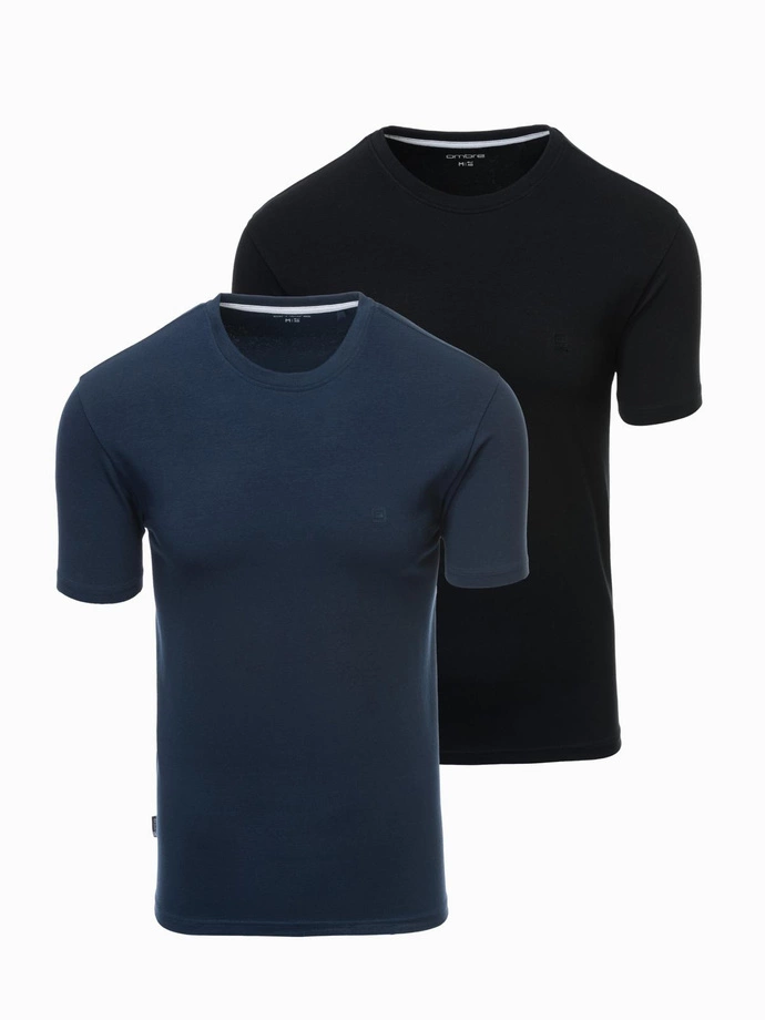 Set of men's t-shirts with round neckline - navy blue/black V3 Z101