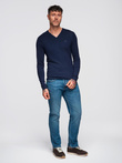 Elegant men's sweater with a v-neck - navy blue V22 OM-SWBS-0107