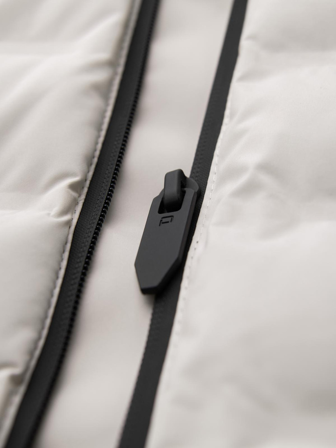 Pánská zimní bunda s odepínací kapucí - krémová V2 OM-JAHP-0150