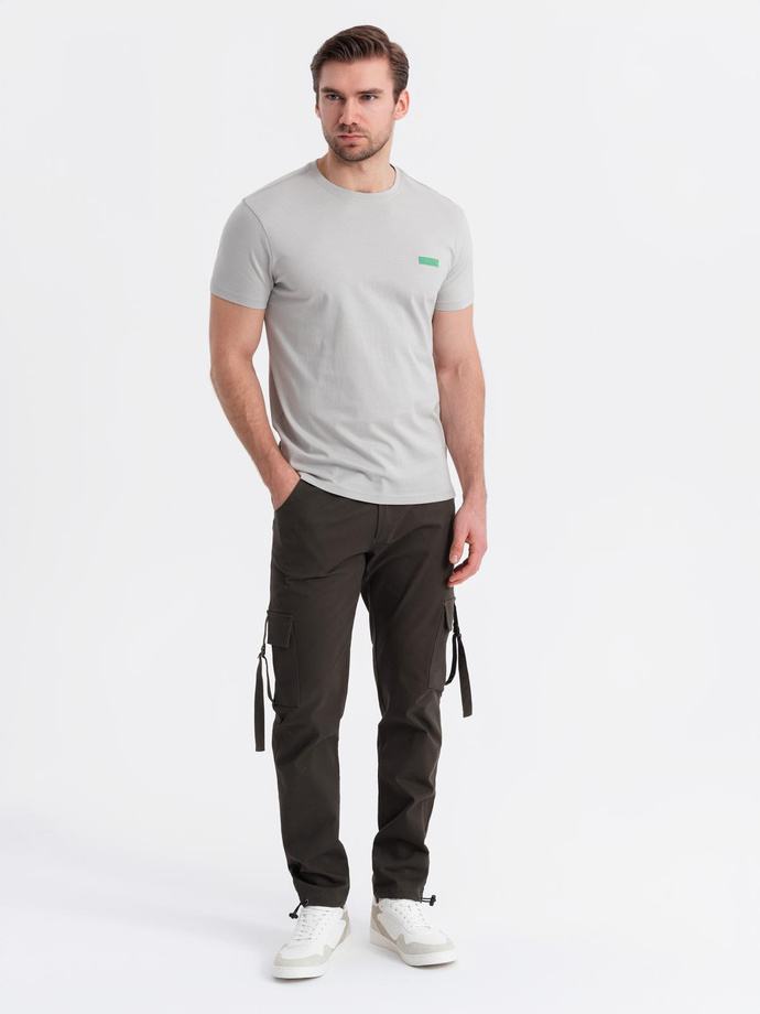 Tricou bărbătesc din bumbac cu contrast - gri deschis V2 OM-TSCT-0151