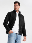 Men's jacket with high collar and fleece interior - black V1 OM-JANP-0154