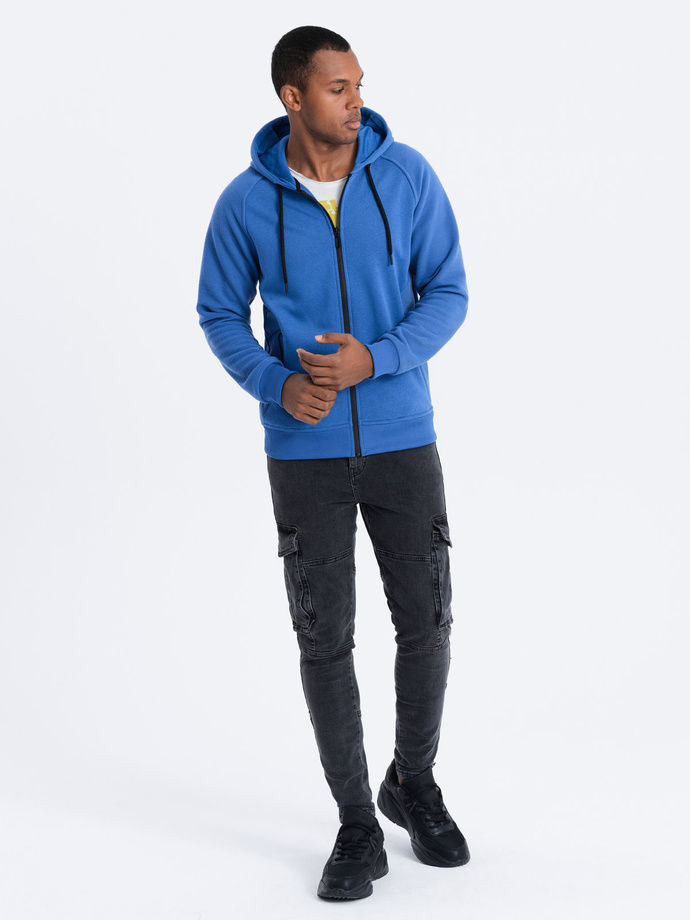 Men's unbuttoned hooded sweatshirt - blue V8 OM-SSZP-0124