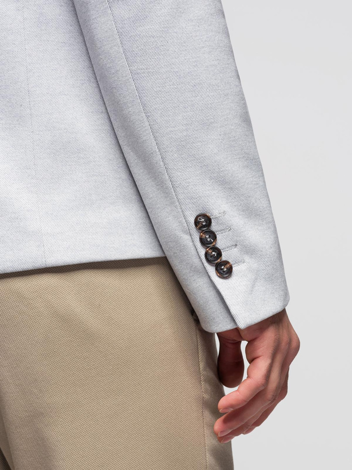 Pánska melanžová bunda so stojačikom - sivá melanž V4 OM-BLZB-0131