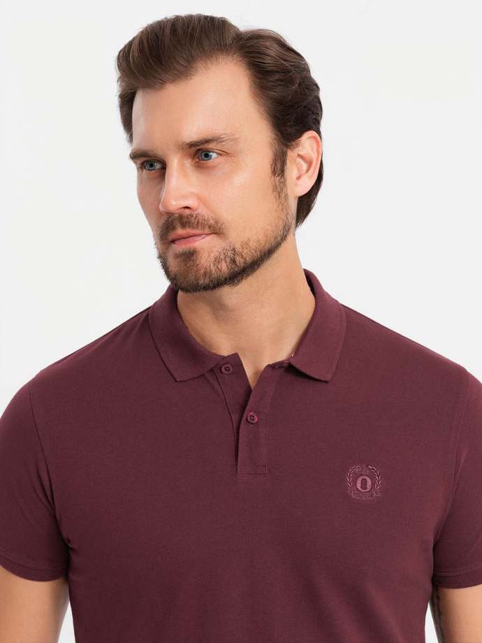 BASIC men's cotton polo t-shirt set - white/maroon/dark blue V4 OM-POBS-0133