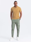 Men's BASIC single-color pique knit polo shirt - mustard V8 OM-POBS-0100