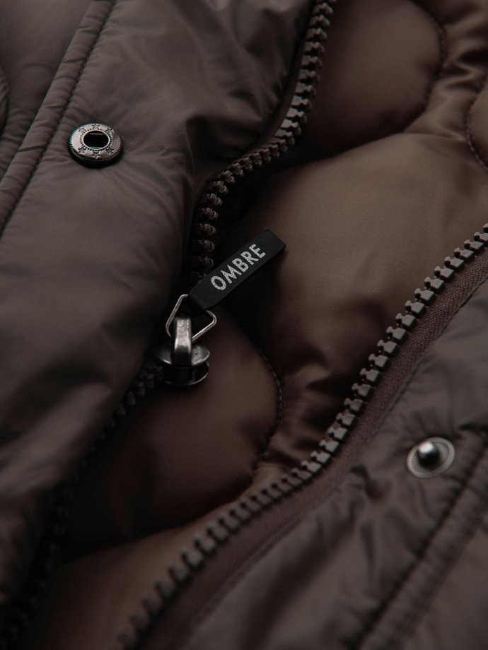 Vyriška dygsniuota striukė marškinių kirpimo - chaki spalvos V3 OM-JALP-0215