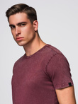 Tricou pentru bărbați cu efect de spălare - burgundy V3 OM-TSWT-0116