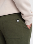 Men's ottoman fabric sweatpants - dark olive green V3 OM-PASK-0129
