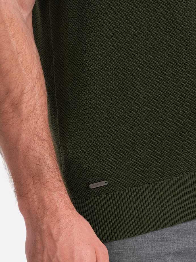 Tricou polo structurat pentru bărbați - olive V1 OM-POSS-0117