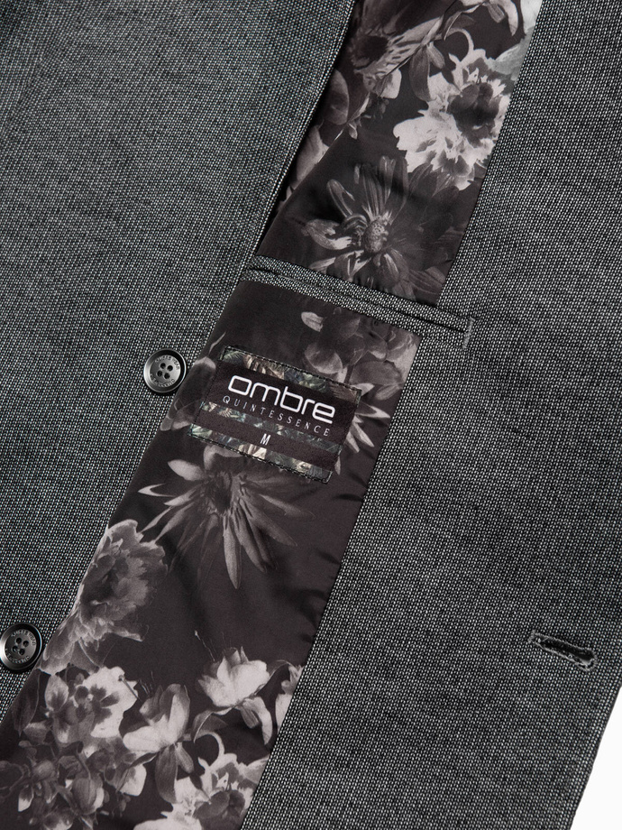 Pánská bunda s nášivkami na loktech - černá V5 OM-BLZB-0108