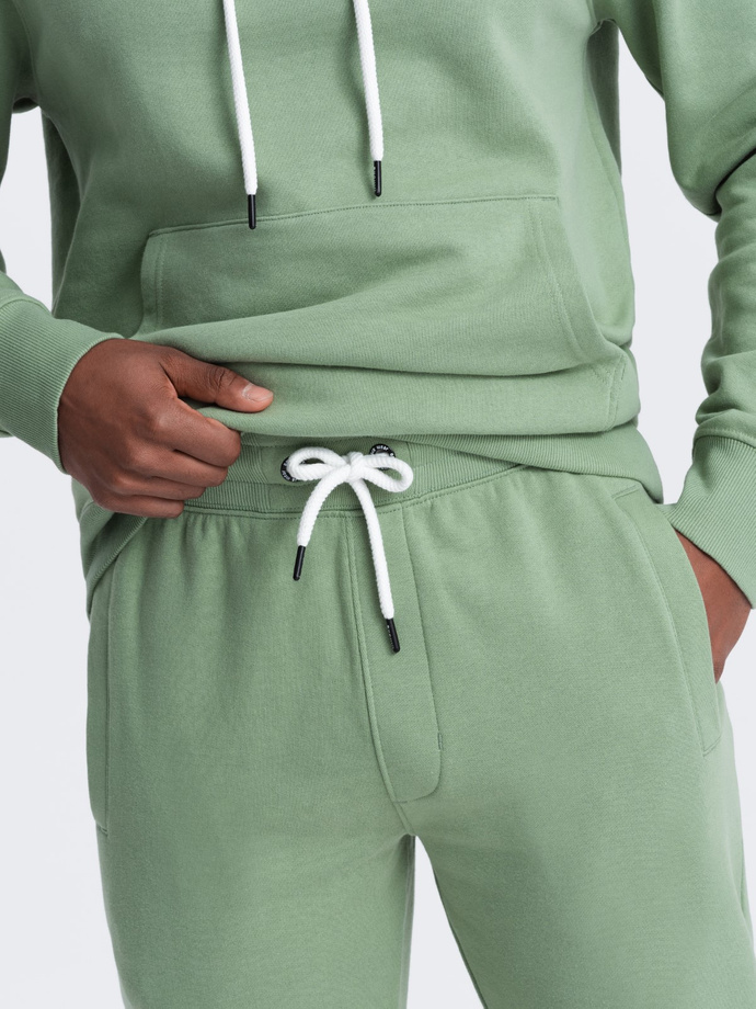 Men's tracksuit set pants + kangaroo sweatshirt - green V3 Z80
