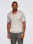 Tricou polo bărbătesc fără nasturi cu țesătură clasică - gri deschis V3 OM-POSS-0159