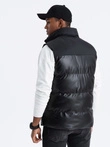 Men's quilted sleeveless glossy - black V1 OM-JAVJ-0113
