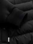 Quilted bomber jacket with hood and knitted sleeves - black V1 OM-JALP-0298