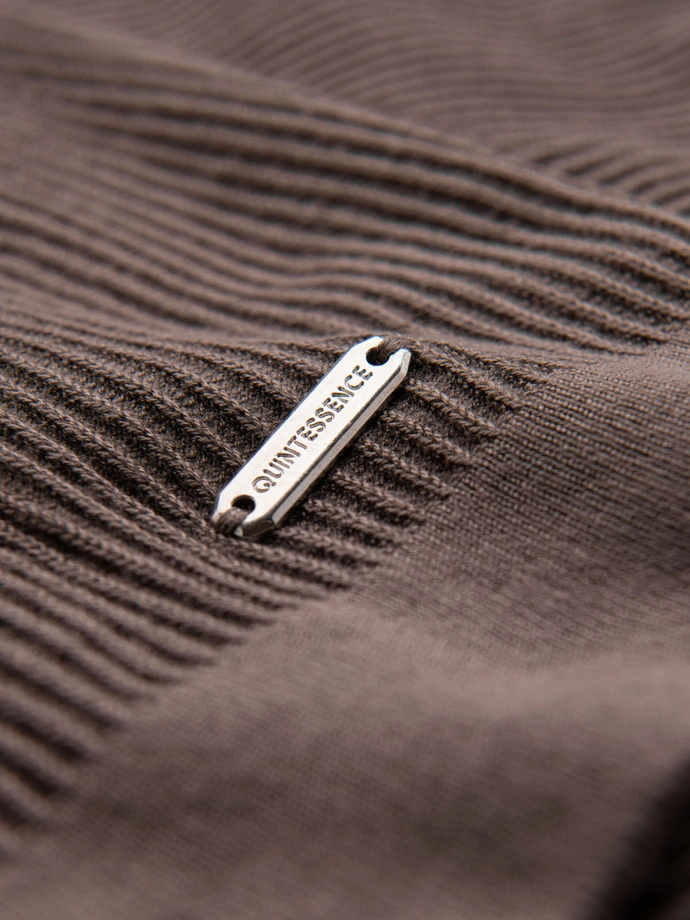 Men's knitted t-shirt with buttons at the neckline - ash V4 OM-TSCT-0254