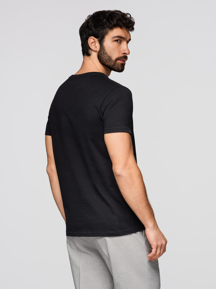 BASIC men's classic cotton T-shirt with a crew neckline - black V1 OM-TSBS-0237