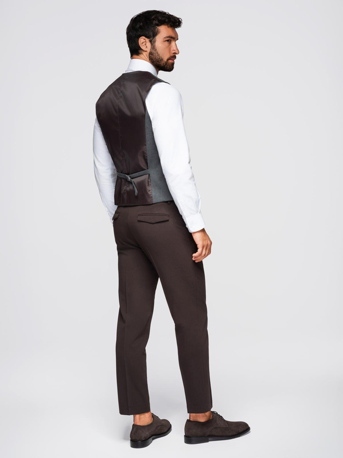 Men's suit vest with classic detailing and lining - graphite V3 OM-BLZV-0142