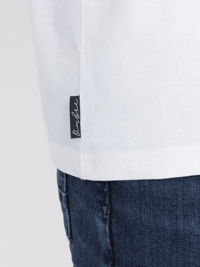 Men's two-tone cotton T-shirt - red and white V6 S1619