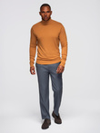 Men's knitted single-color turtleneck with viscose - camel V8 OM-SWTN-0101