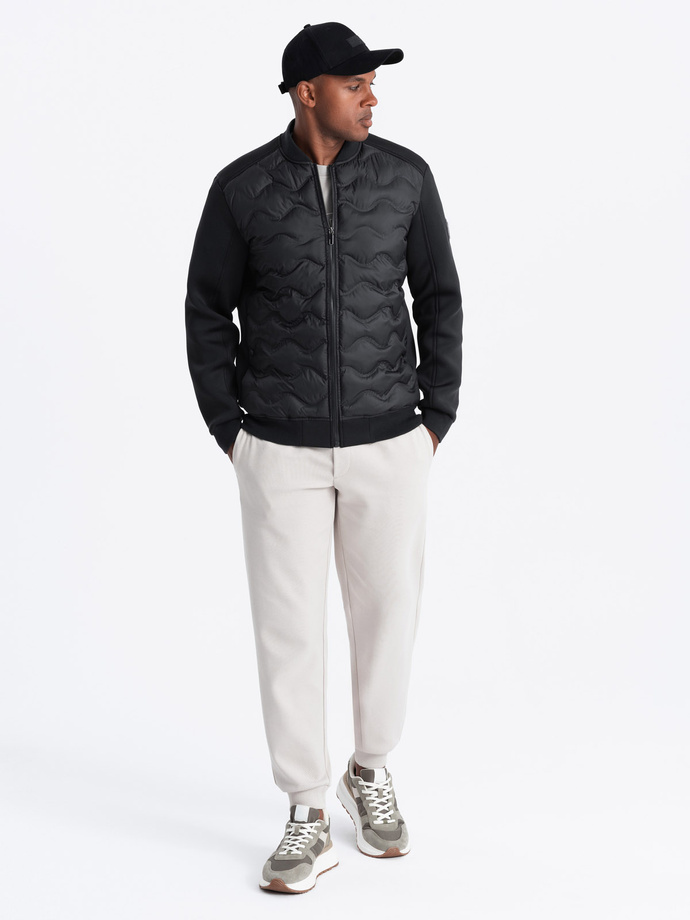 Men's quilted bomber jacket - black V1 OM-JALP-0141
