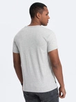 Tricou clasic din bumbac pentru bărbați BASIC - gri V3 OM-TSBS-0146