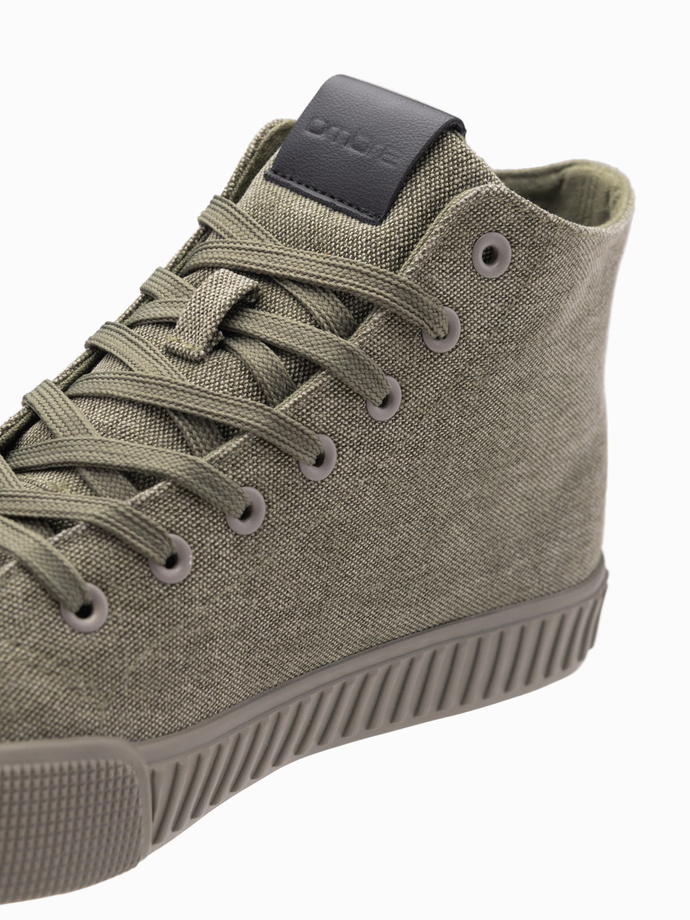 Adidași de top din pânză pentru bărbați - olive V2 OM-FOTH-0186