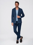 Men's SLIM knit jacket with subtle texture - dark blue V6 OM-BLZB-0101