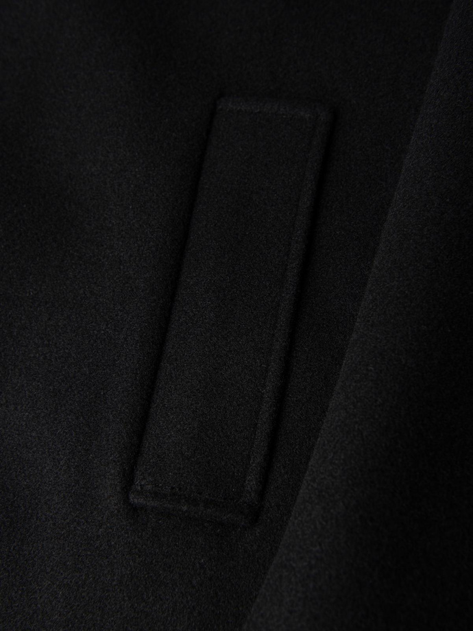 Men's long single-breasted coat with collar and undercoat - black V1 OM-COWC-0106