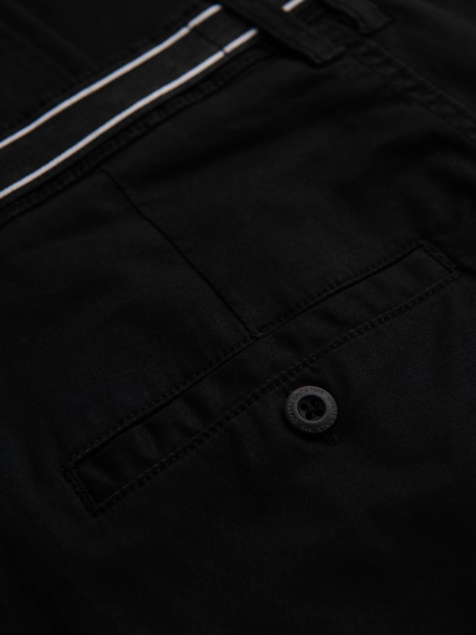 Men's chino pants with decorative waistband - black V1 OM-PACP-0118