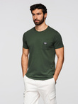 Tricou casual bărbătesc cu buzunar peticit - verde-oliv închis V4 OM-TSCT-0109
