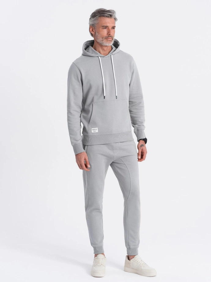 Men's tracksuit set kangaroo sweatshirt + jogger pants - grey V8 Z81