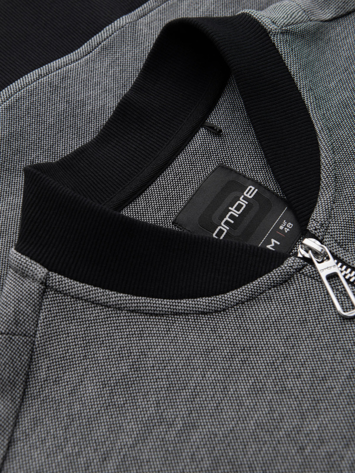 Jachetă bomber din tricot pique pentru bărbați - negru V1 OM-SSZP-0238