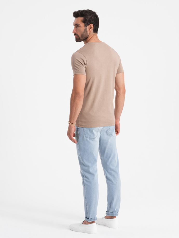 Tricou clasic din bumbac pentru bărbați cu decolteu în V BASIC - frasin V21 OM-TSBS-0145