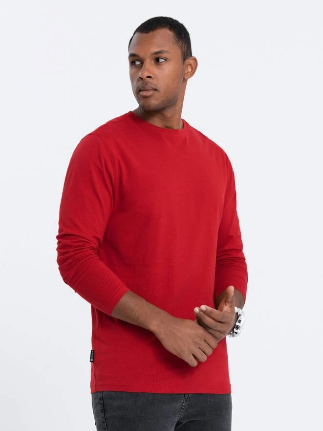 BASIC men's longsleeve with round neckline - red V5 OM-LSBL-0106