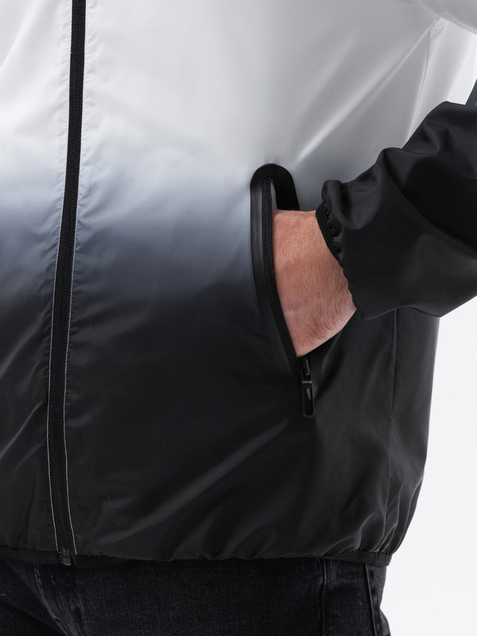 Men's sports jacket with ombre effect - white and black V4 OM-JANP-0104