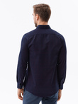 Men's shirt with long sleeves - navy/red K617