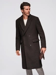 Men's double-breasted wool coat - dark brown V3 OM-COWC-0133