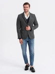 Men's checkered blazer with wool - graphite V2 OM-BLZB-0117