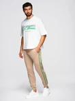 Pantaloni jogger sport pentru bărbați cu bordură - maro V1 OM-PASK-0284