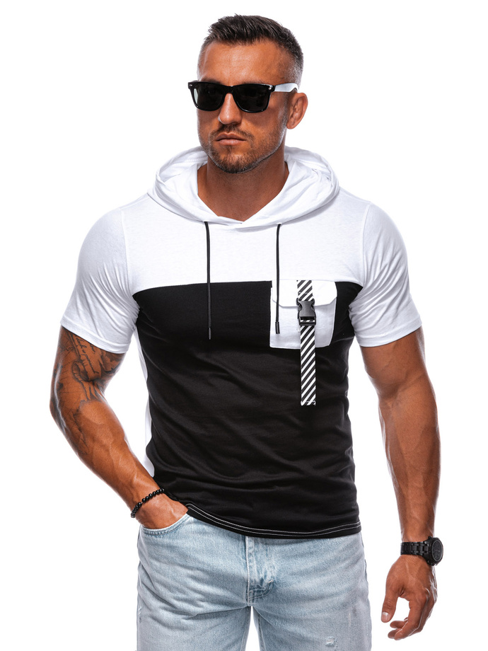 Men's plain hooded t-shirt S1972 - white