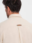 Men's linen shirt with classic collar and pockets REGULAR FIT - cream V3 OM-SHCS-0134