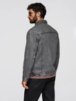 Jachetă bărbătească din denim katana cu washem - grafit V5 OM-JADJ-0219