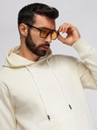 Men's kangaroo hooded sweatshirt - cream V11 OM-SSBN-0177