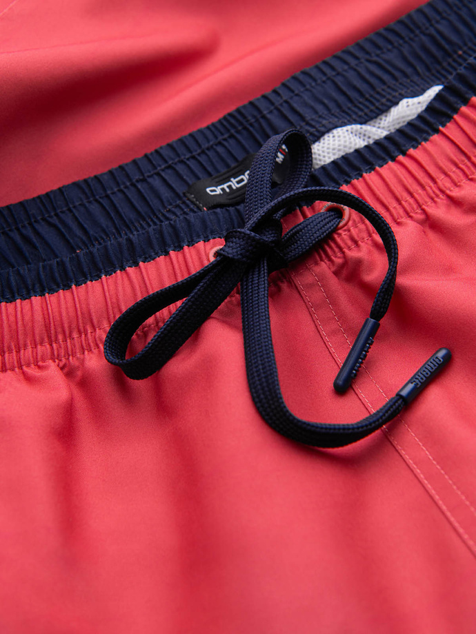 Pantaloni scurți de înot bărbătești cu nervuri în două tonuri - coral V4 OM-SRBS-0141