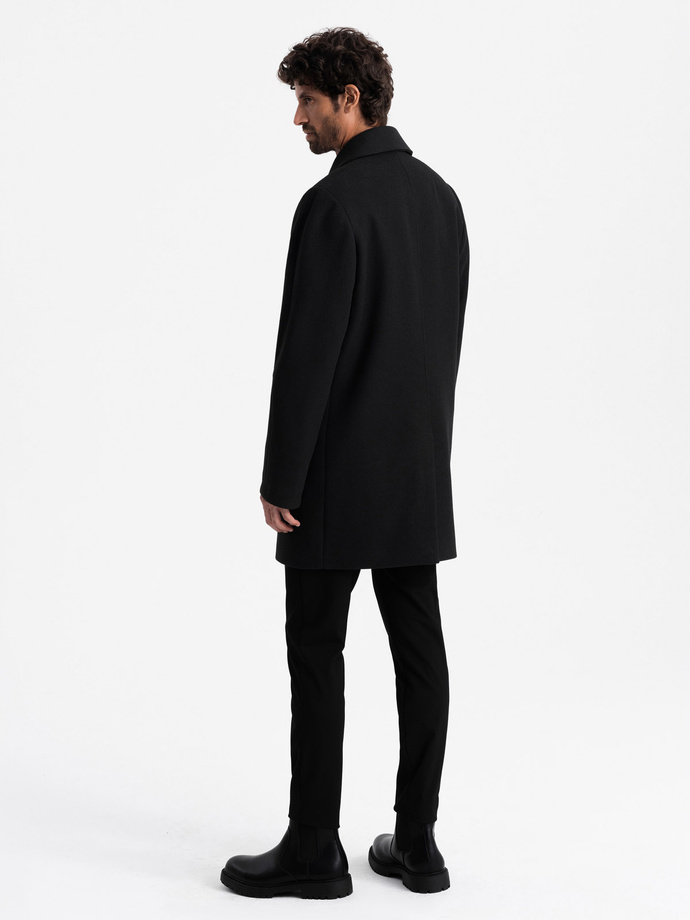 Men's double-breasted coat with decorative buttons - black V2 OM-COWC-0109