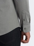 Cămașă bărbătească din bumbac REGULAR din tricot jerseu simplu - kaki deschis V4 OM-SHCS-0138