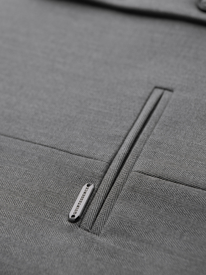 Elegantiška vyriška SLIM FIT eglutės spalvos liemenė - pilka V1 OM-BLZV-0143